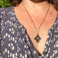 Etruscan-style Amulet with Blue/Pink Tourmaline Slices and Poppy Pod